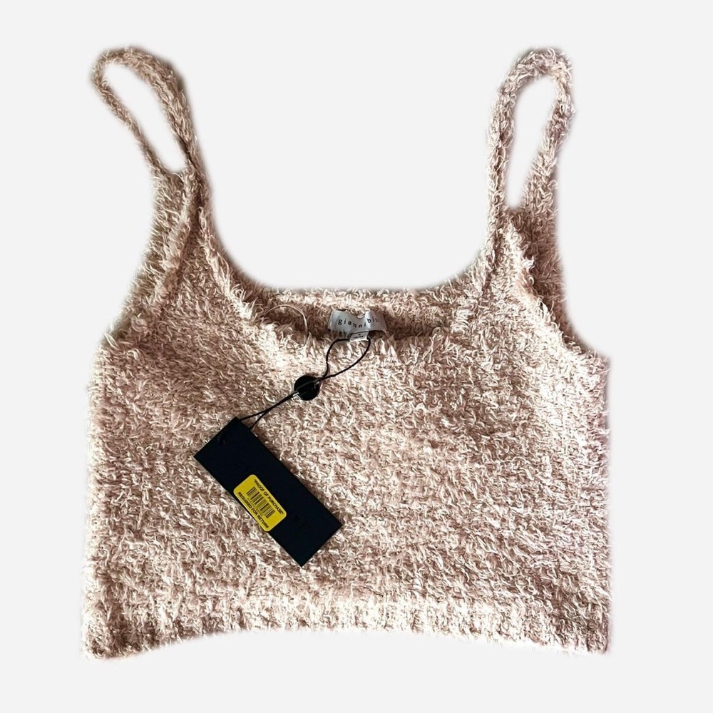 GIANNI BINI FUZZY CHAMPAGNE CROP TOP WITH TAGS